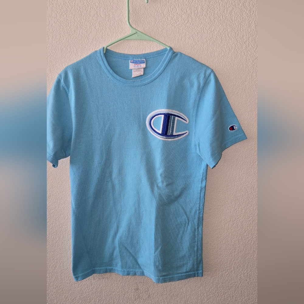 SOLD  Champion Light Blue Tee with Logo